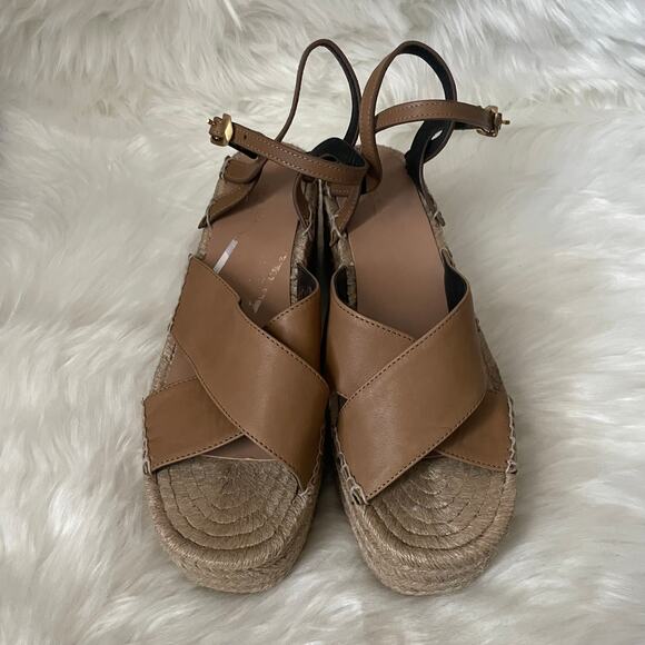 Rag & Bone Sandals Womens EU 41 US 11 Tan Hera Leather Platform Wedge Espadrille - Picture 3 of 13